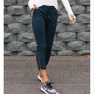 Zyia Womens Navy Blue Peak Everywhere Zipper Joggers Active Drawstring. Sz- M